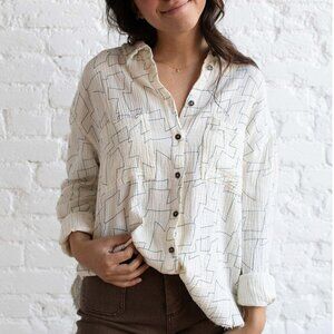 Miou Muse Gauze Geo Print Button up